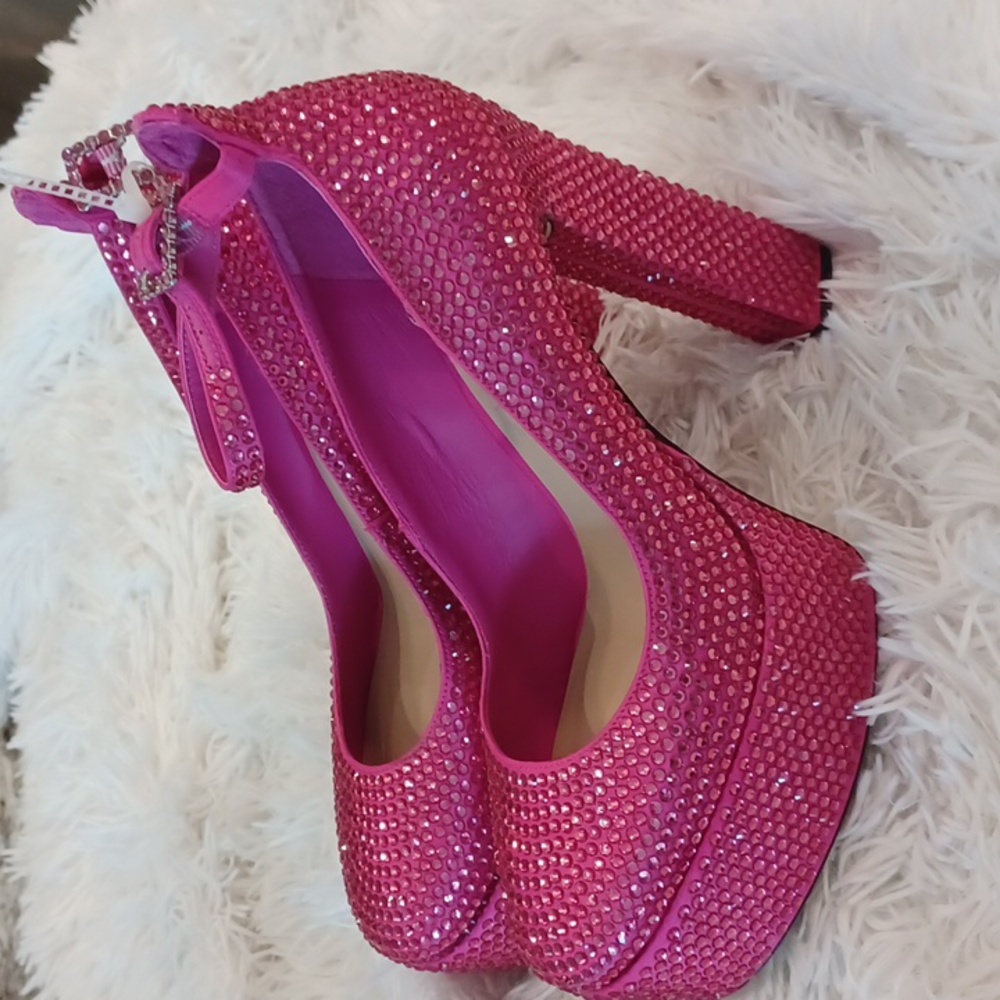Antonio Melani x Breast Cancer Awareness Capsule HOTFIX Rhinestone Platforms 9.5